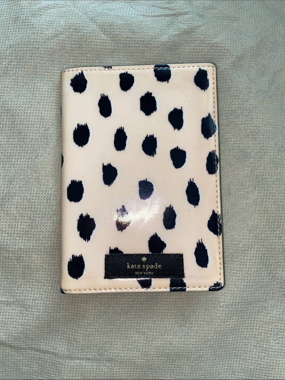 kate spade Kids Cream and Black Polka Dot Passport Cover